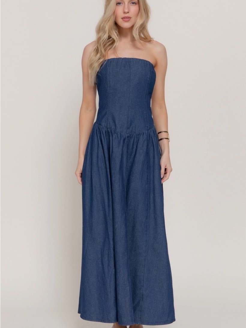 Strapless Denim Maxi Dress